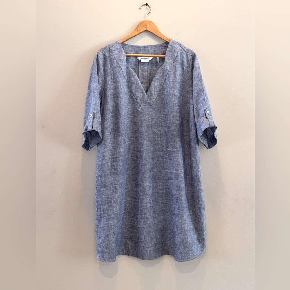 Foxcroft Light Blue Linen Shift Dress - Picture 11 of 14